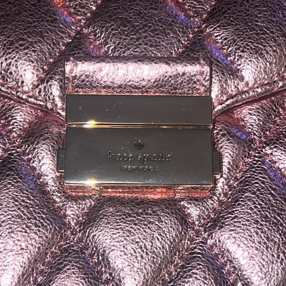 NWT Kate Spade Carey Crossbody Metallic Pink Quilted Leather Micro Chain - Picture 8 of 12